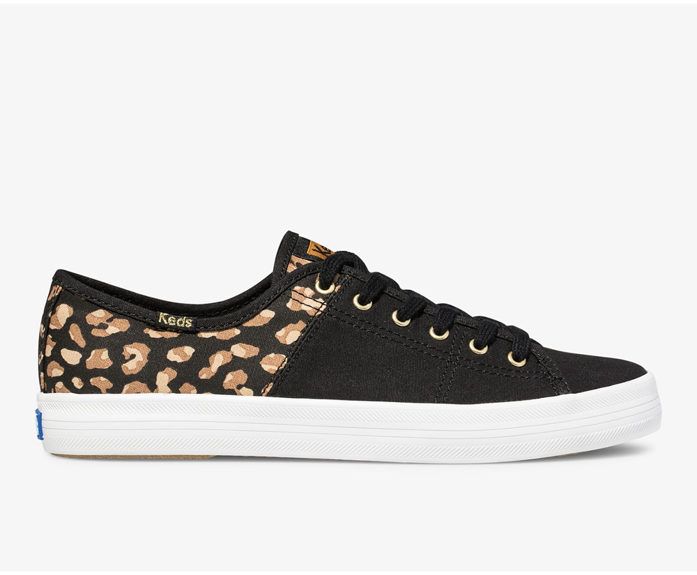 Keds Womens Sneakers Black/Brown - Kickstart 50/50 Leopard. - 283AZGKSD